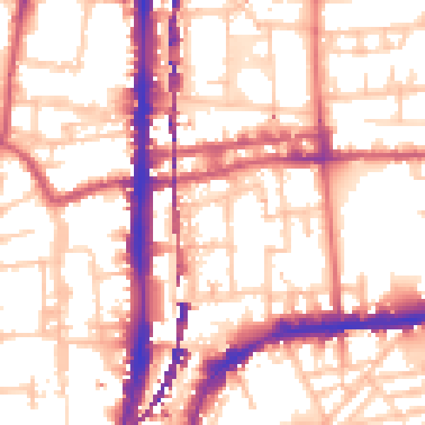 Daytime road noise heatmap for E2 8DE
