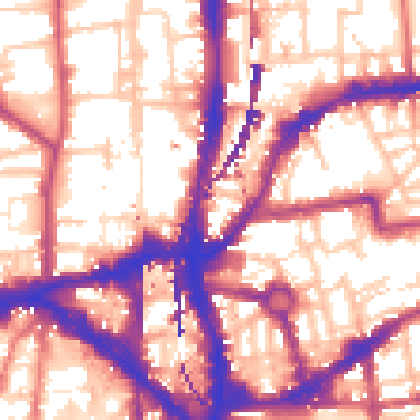 Daytime road noise heatmap for E2 8DN