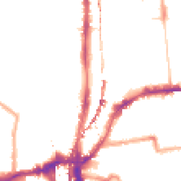 Night-time road noise heatmap for E2 8DY
