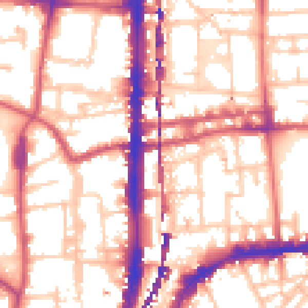 Daytime road noise heatmap for E2 8EE