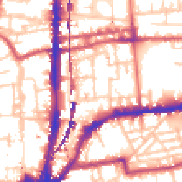 Daytime road noise heatmap for E2 8ES