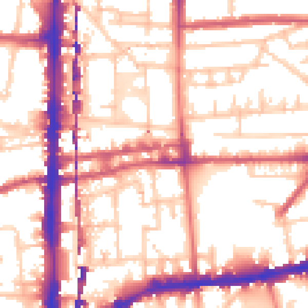 Daytime road noise heatmap for E2 8FR