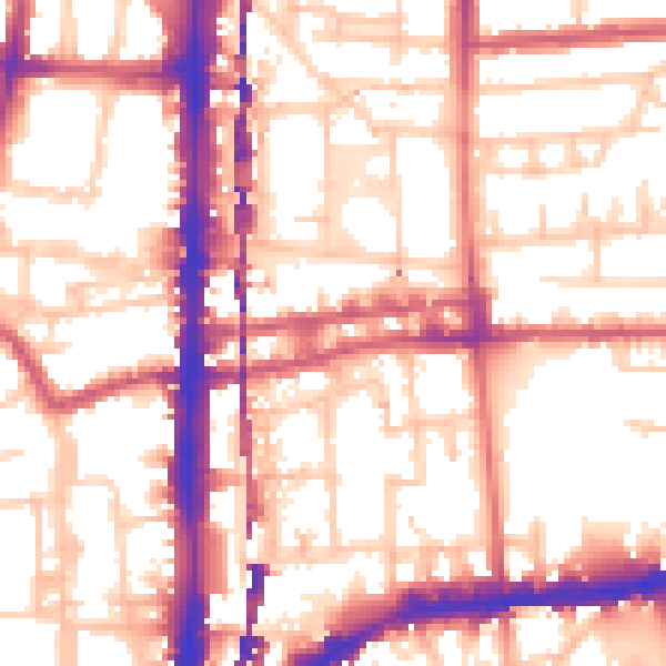 Daytime road noise heatmap for E2 8FW