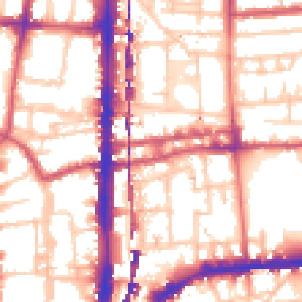 Daytime road noise heatmap for E2 8FZ