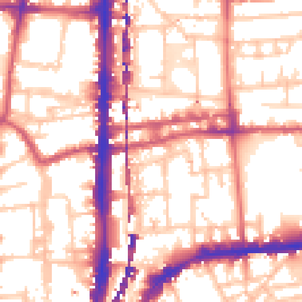 Daytime road noise heatmap for E2 8GD