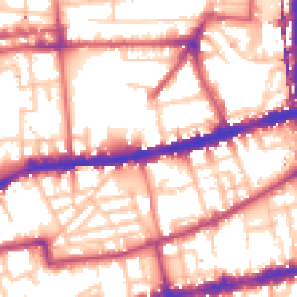 Daytime road noise heatmap for E2 8GJ