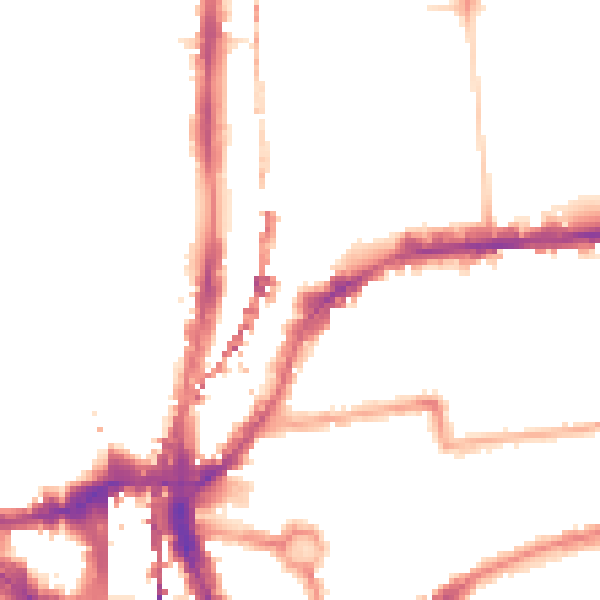 Night-time road noise heatmap for E2 8GX