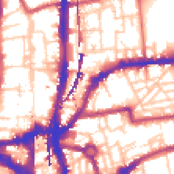 Daytime road noise heatmap for E2 8HY