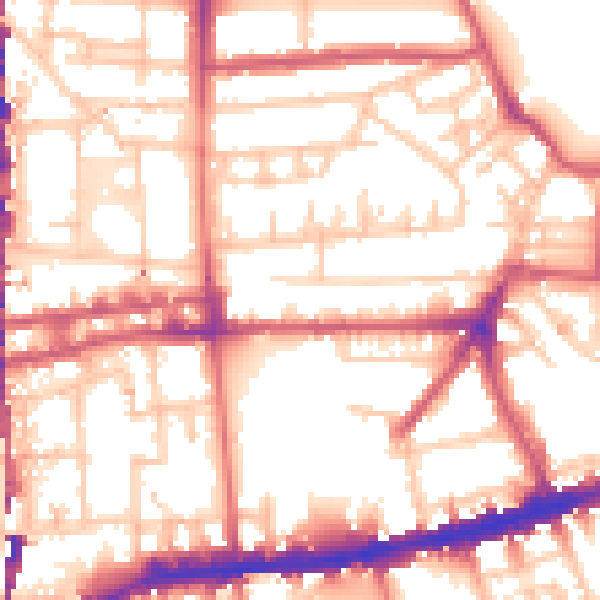 Daytime road noise heatmap for E2 8NE