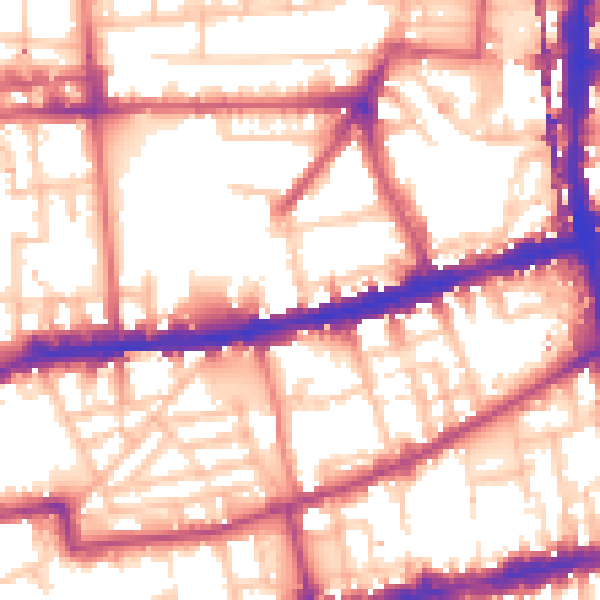 Daytime road noise heatmap for E2 8QG