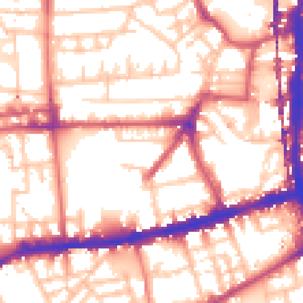 Daytime road noise heatmap for E2 8QN
