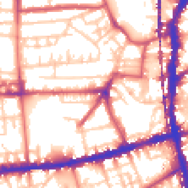 Daytime road noise heatmap for E2 8RN
