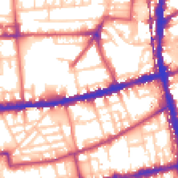 Daytime road noise heatmap for E2 9AQ