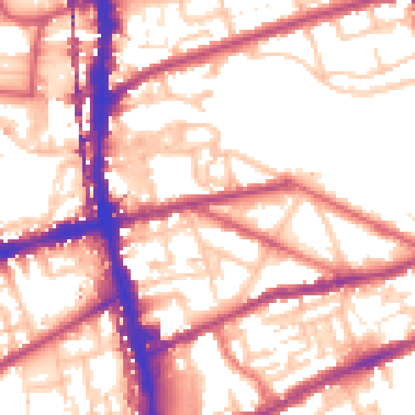 Daytime road noise heatmap for E2 9AT