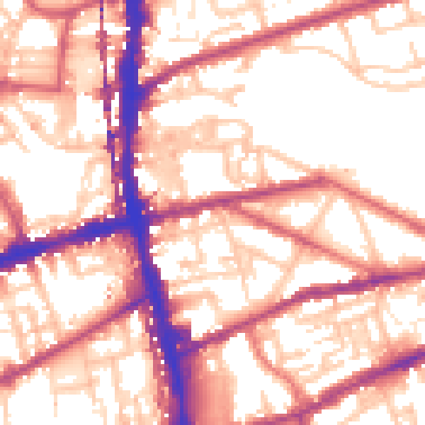 Daytime road noise heatmap for E2 9BX