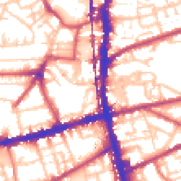 Daytime road noise heatmap for E2 9DS