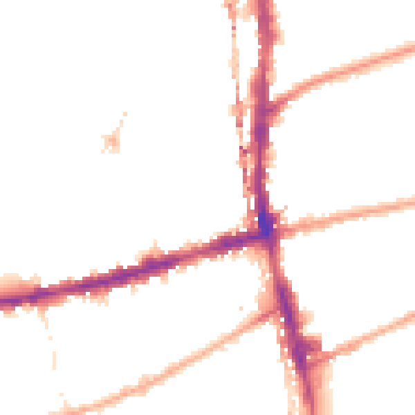 Night-time road noise heatmap for E2 9DT