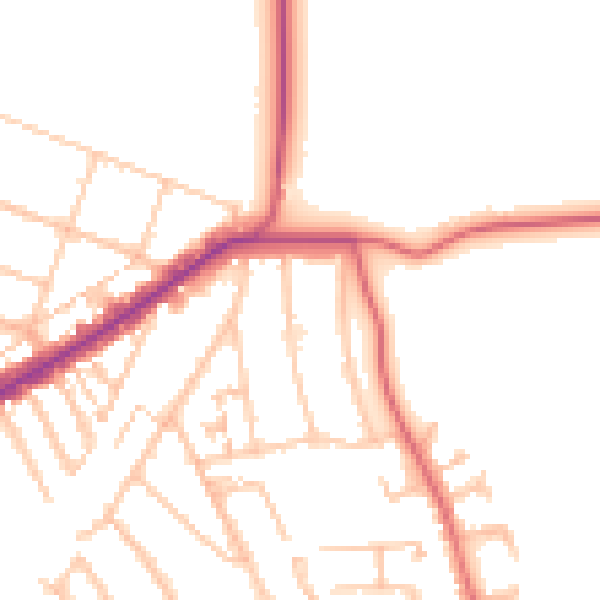 Daytime road noise heatmap for E4 6BX