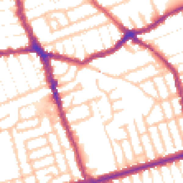 Daytime road noise heatmap for E6 1DW