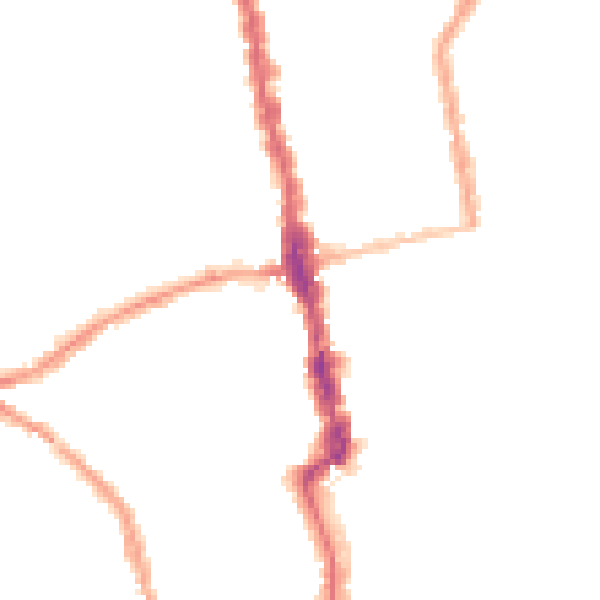 Night-time road noise heatmap for E6 1JG