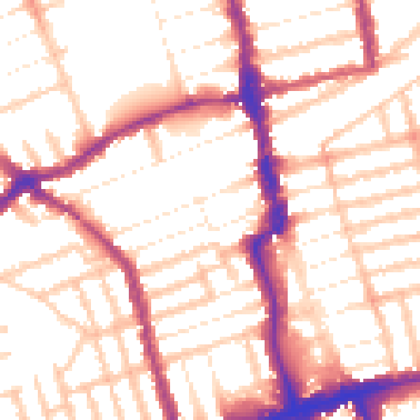 Daytime road noise heatmap for E6 1JJ
