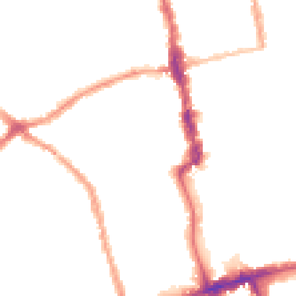 Night-time road noise heatmap for E6 1JJ