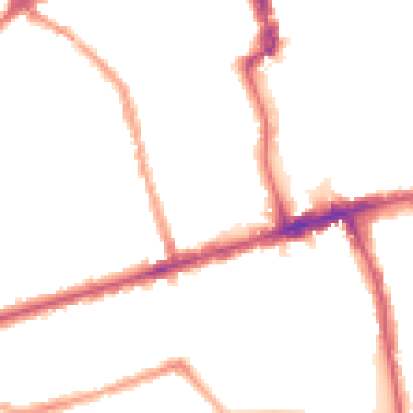 Night-time road noise heatmap for E6 1NU
