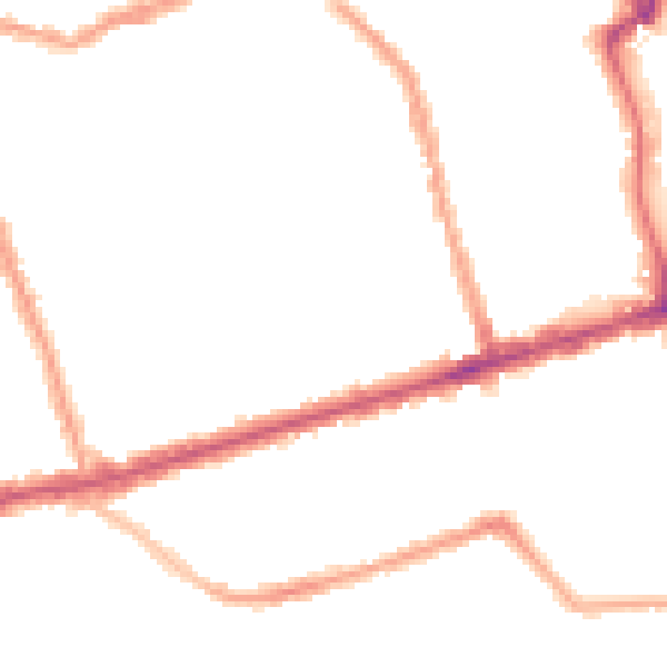 Night-time road noise heatmap for E6 1QN