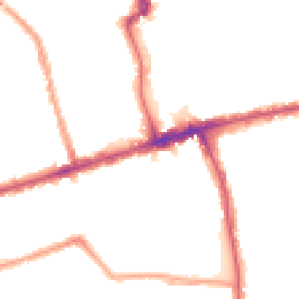 Night-time road noise heatmap for E6 3BA
