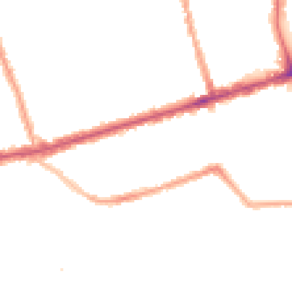 Night-time road noise heatmap for E6 3BX