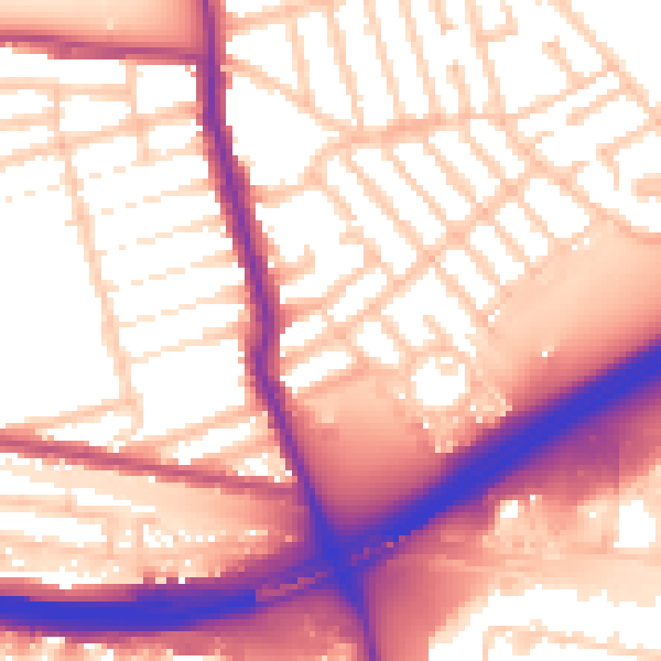 Daytime road noise heatmap for E6 6HJ