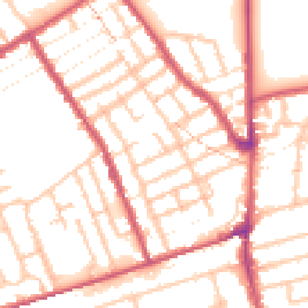 Daytime road noise heatmap for E7 0DD