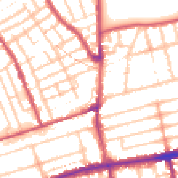 Daytime road noise heatmap for E7 0HJ
