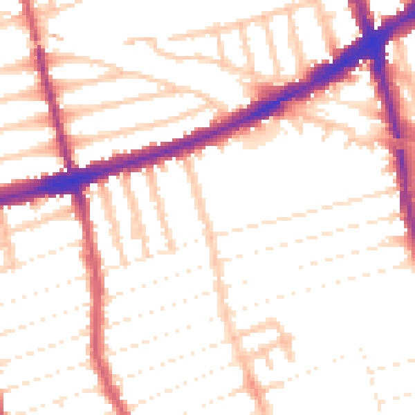 Daytime road noise heatmap for E7 8AJ