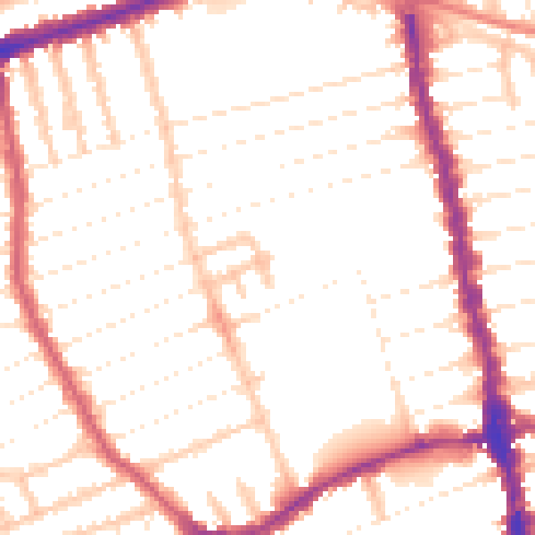 Daytime road noise heatmap for E7 8QE