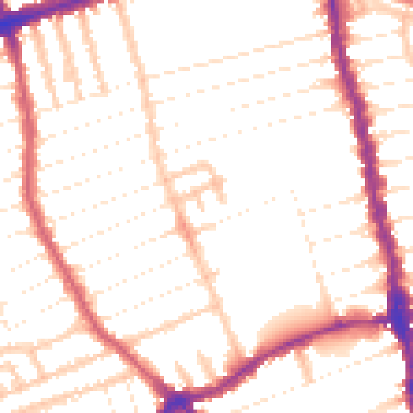 Daytime road noise heatmap for E7 8QQ