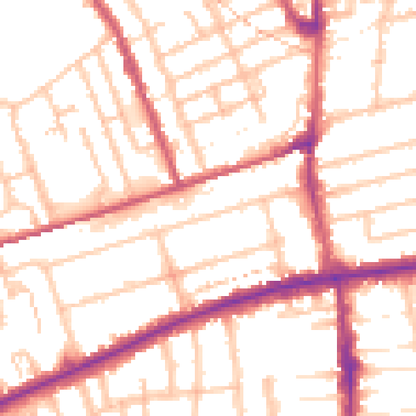 Daytime road noise heatmap for E7 9AP