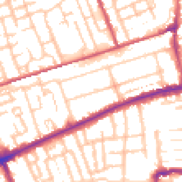 Daytime road noise heatmap for E7 9AQ
