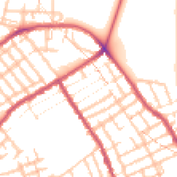Daytime road noise heatmap for E7 9EG