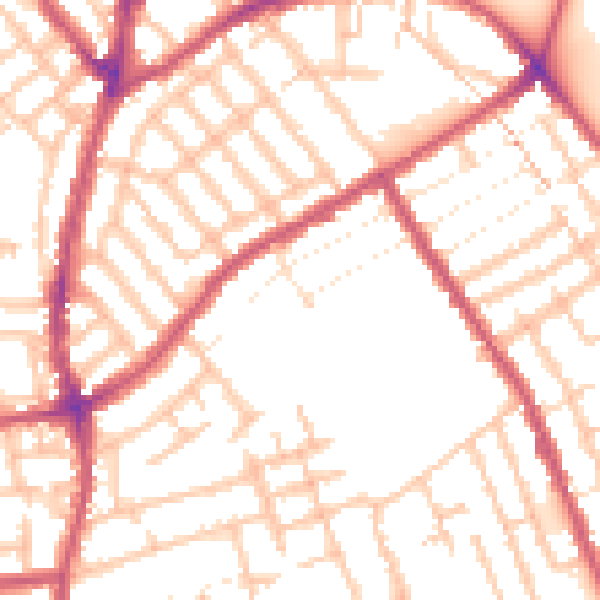 Daytime road noise heatmap for E7 9EL