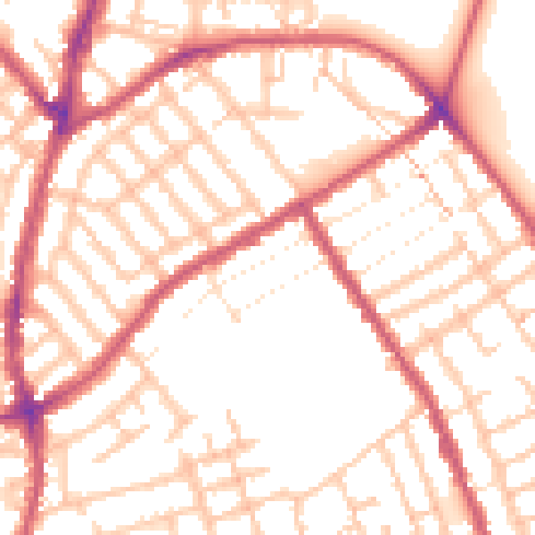 Daytime road noise heatmap for E7 9EP