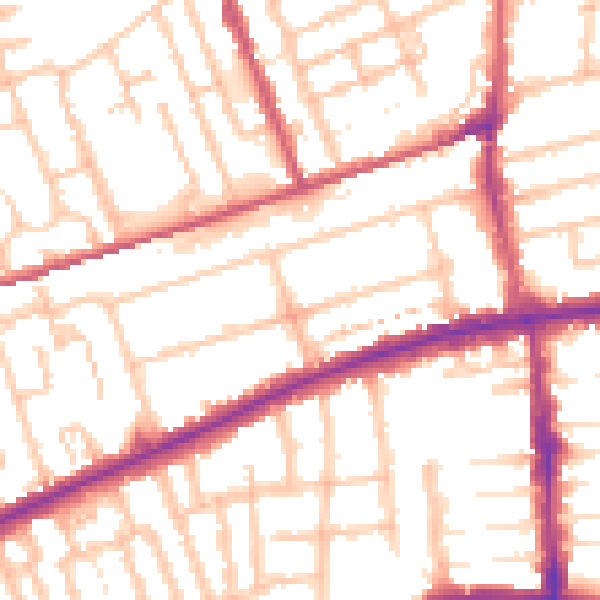 Daytime road noise heatmap for E7 9JH