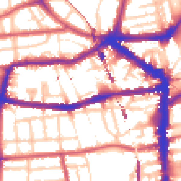 Daytime road noise heatmap for E8 1AJ