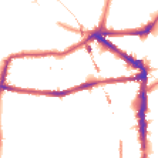 Night-time road noise heatmap for E8 1AJ