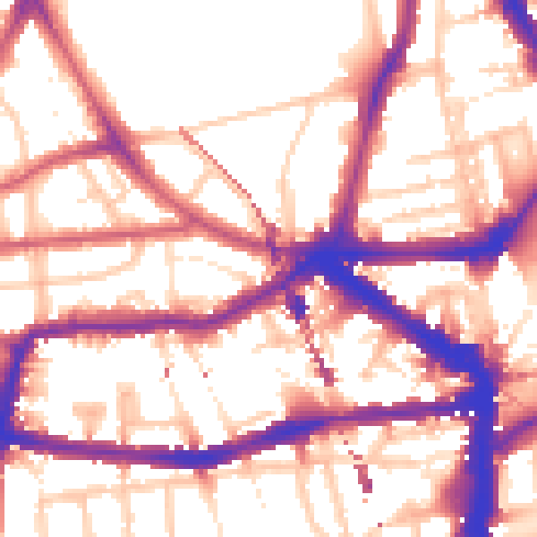 Daytime road noise heatmap for E8 1AN