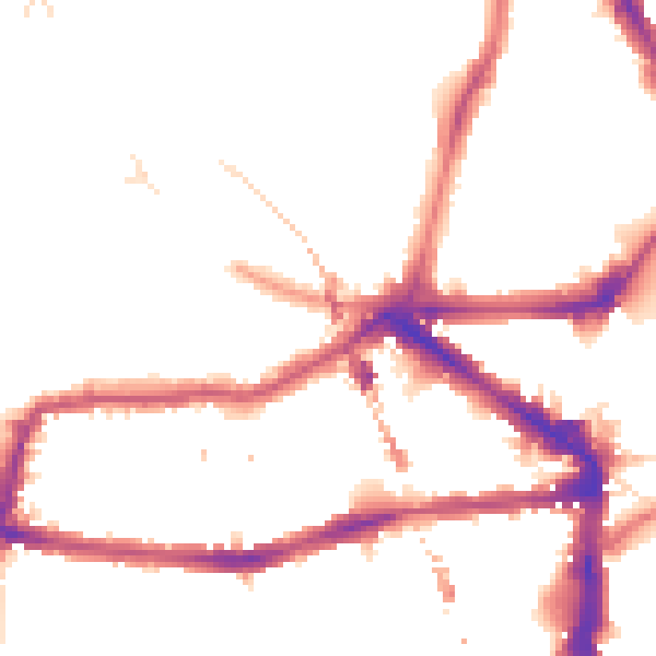 Night-time road noise heatmap for E8 1AN