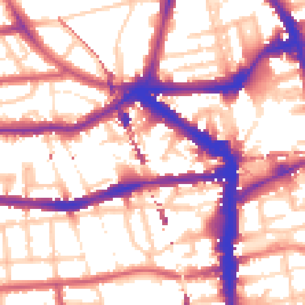 Daytime road noise heatmap for E8 1NB