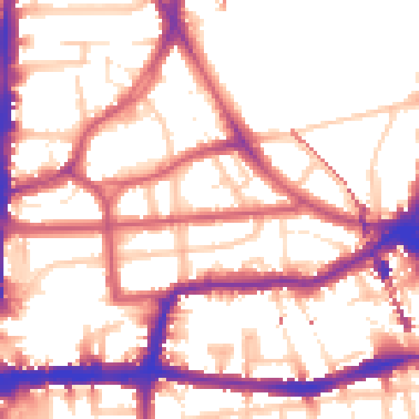 Daytime road noise heatmap for E8 2HQ