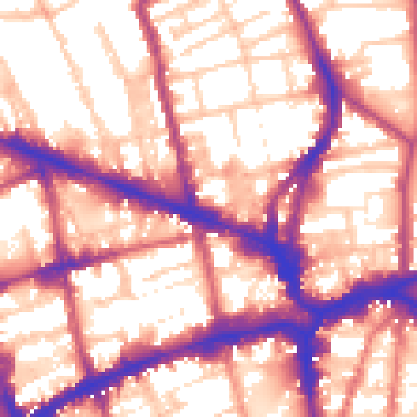 Daytime road noise heatmap for EC1V 1JN