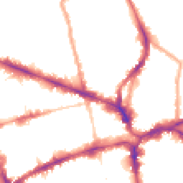 Night-time road noise heatmap for EC1V 1JN
